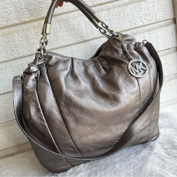 MICHAEL KORS Silver Metallic Lillie Fulton Tote Shoulder Bag - Picture 10 of 10